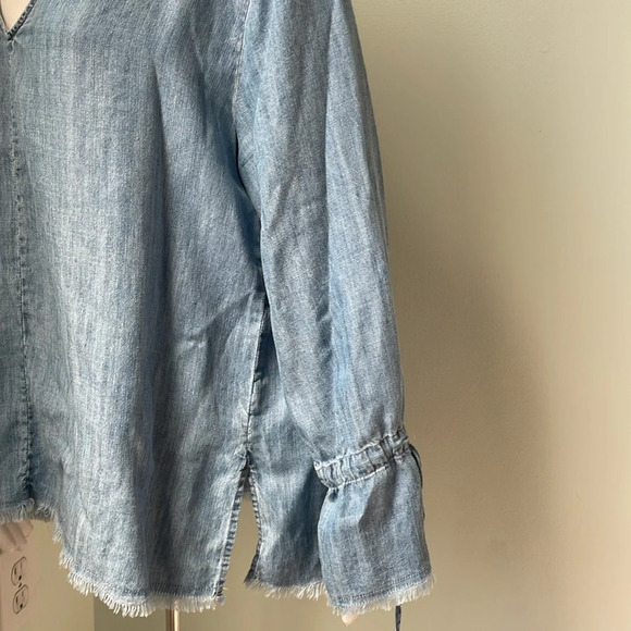 Rails Zimi Linen Blend Denim Blouse Chambray Size Large - Picture 10 of 14